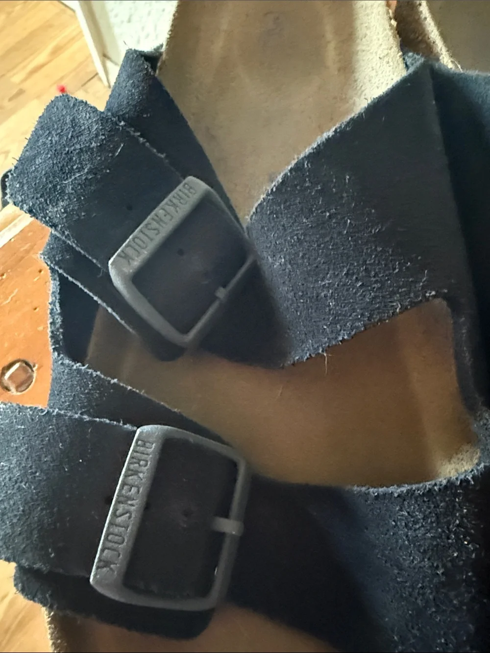 Birkenstock Arizona Black Suede Two-Strap Sandals Buckles size 43/ us 10